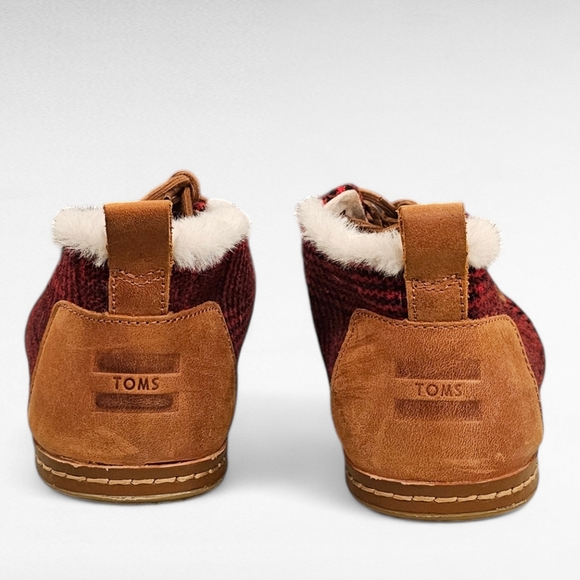 Toms Red Plaid Bota Shoes Size 10 - Picture 12 of 16